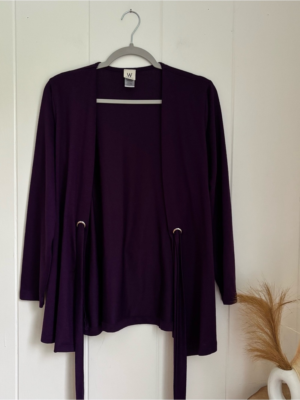 Wrapper Deep Plum Open-Front Tie Cardigan